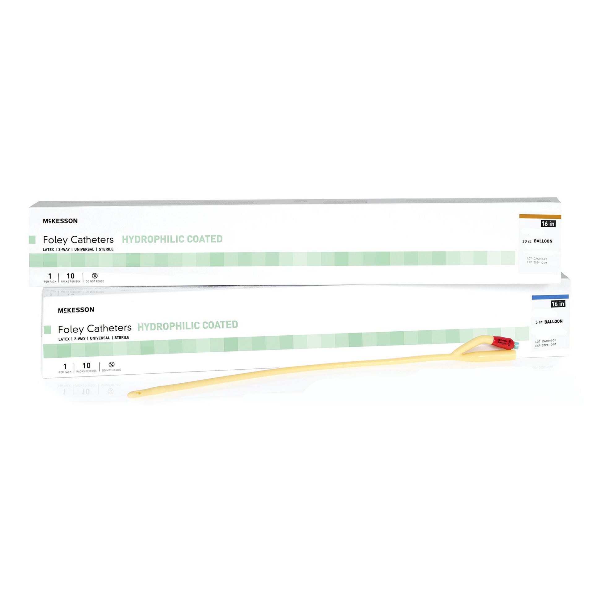 Foley Catheter McKesson 2-Way Standard Tip 5 cc Balloon 12 Fr. Hydrophilic Polymer Coated Latex