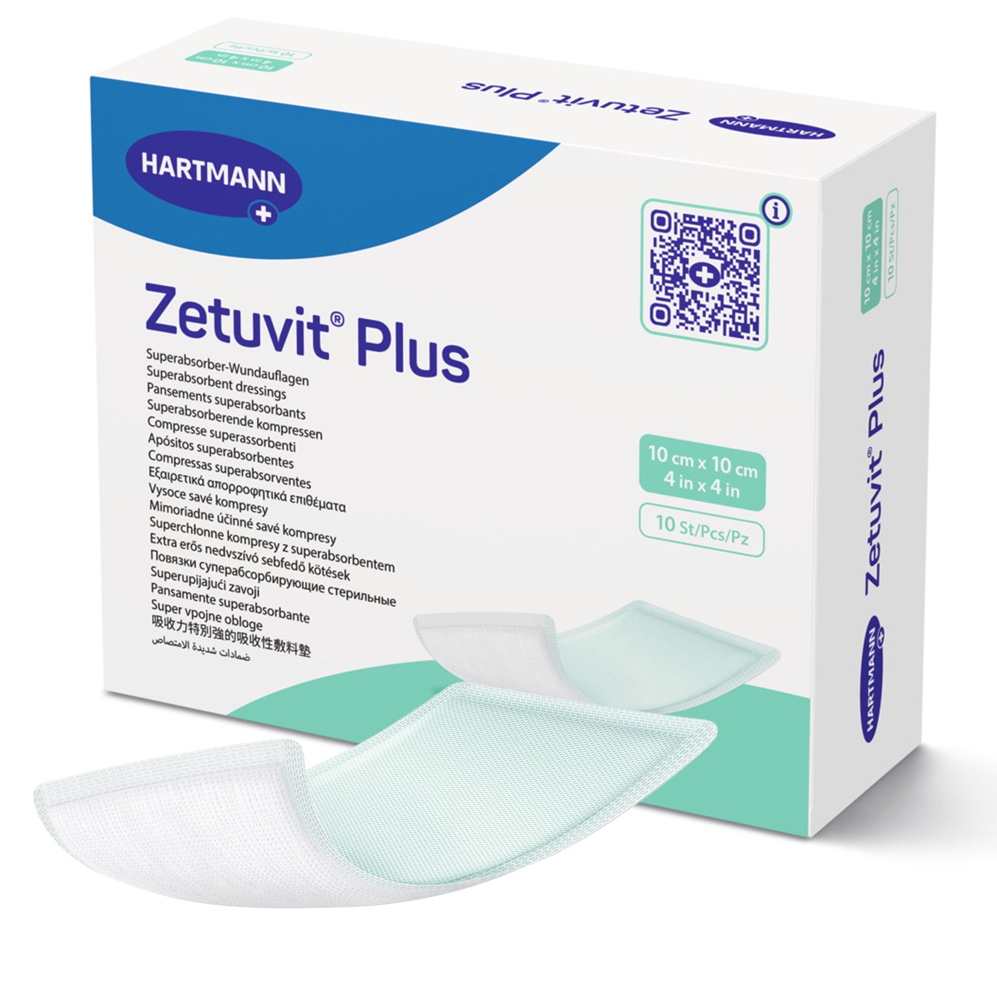 Zetuvit Plus Sterile Superabsorbent Dressing, 4 x 4 Inch