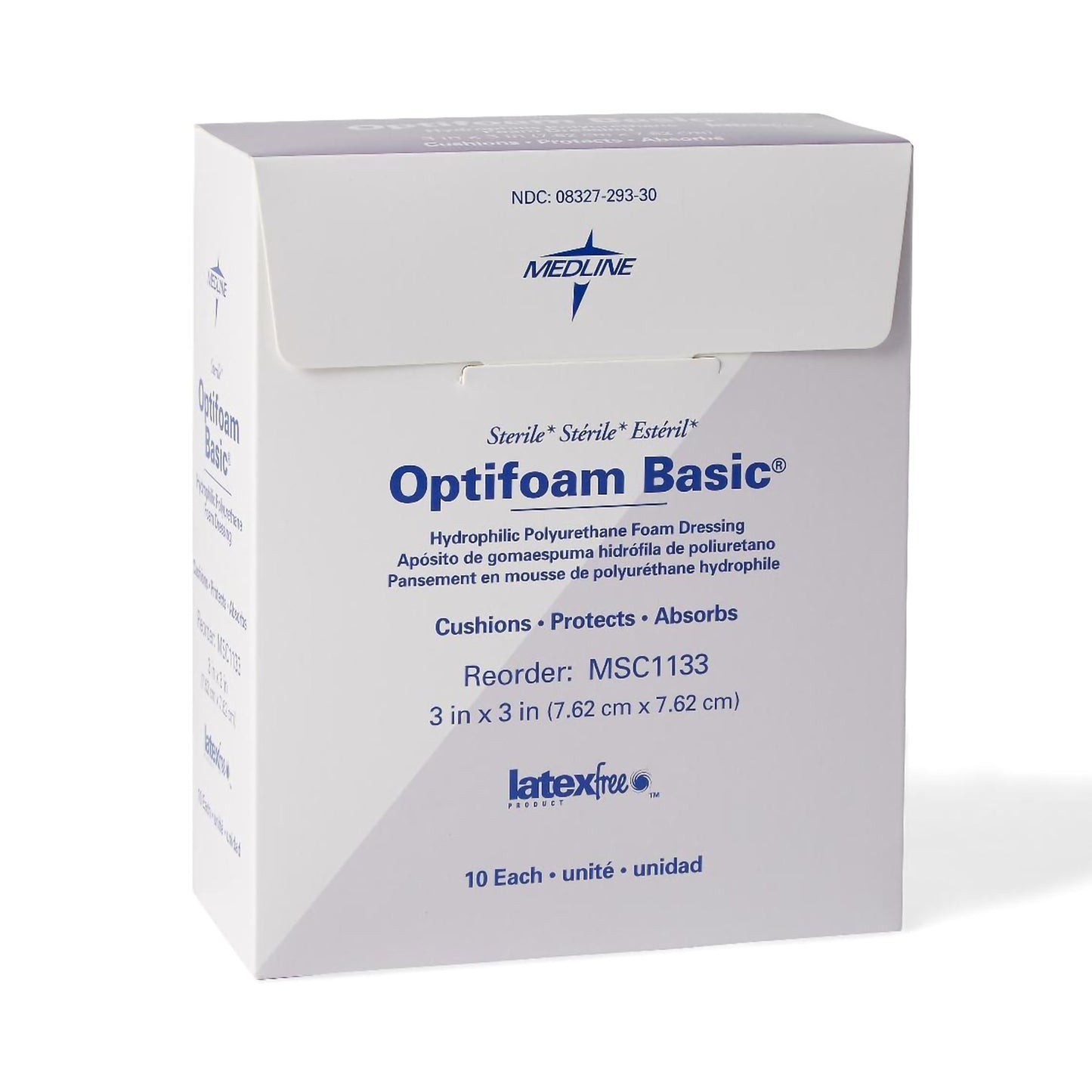 Optifoam Basic Nonadhesive without Border Foam Dressing, 3 x 3 Inch