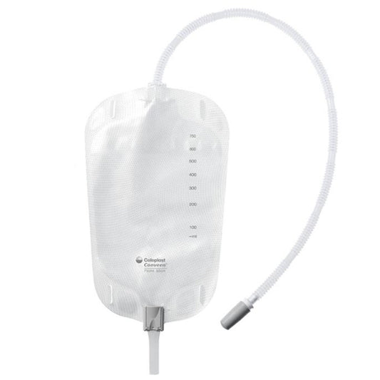 Conveen Urinary Leg Bag, Anti-Reflux and Clamp Valve, 500mL, Vinyl/Flocked