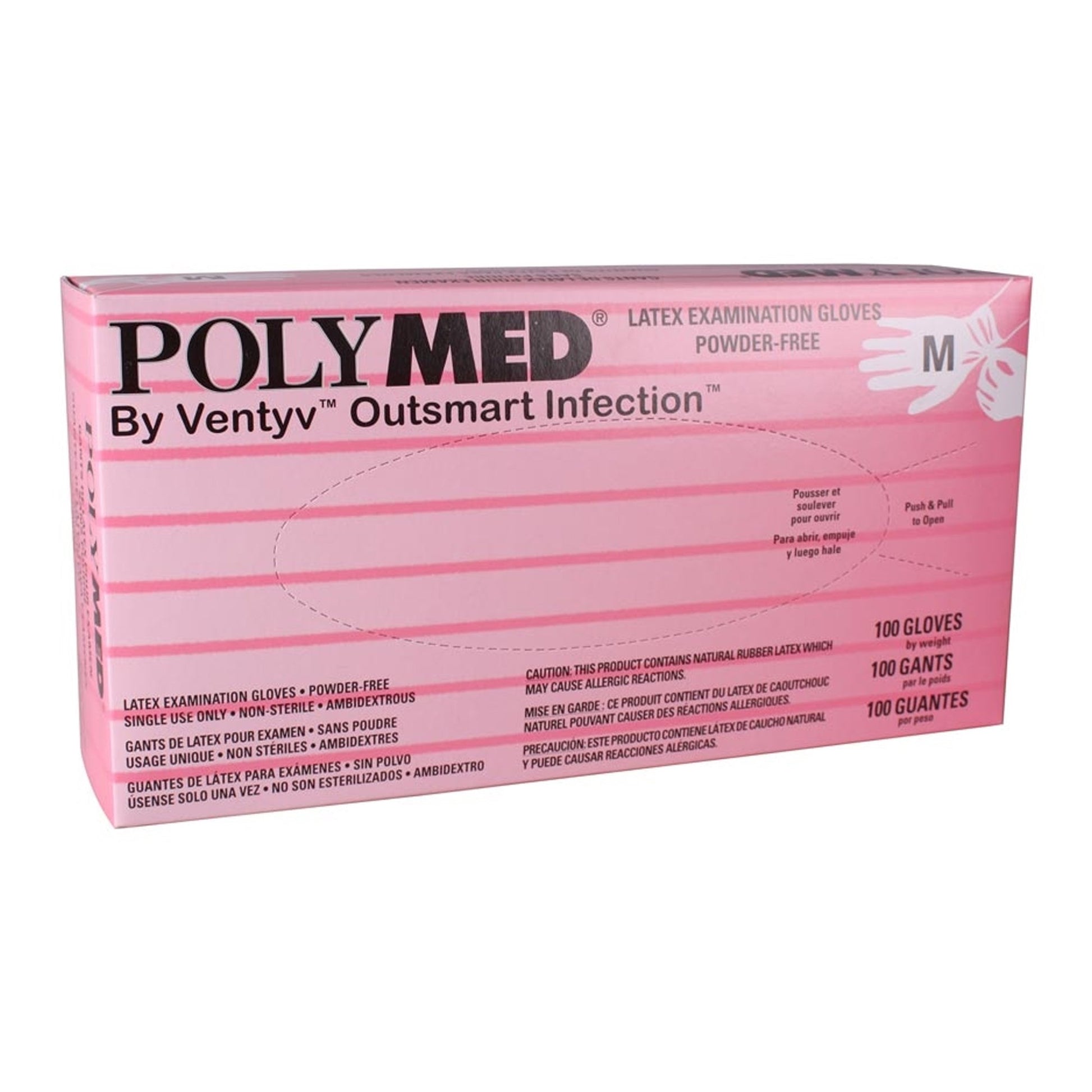 Polymed Latex Exam Glove, Medium, Ivory