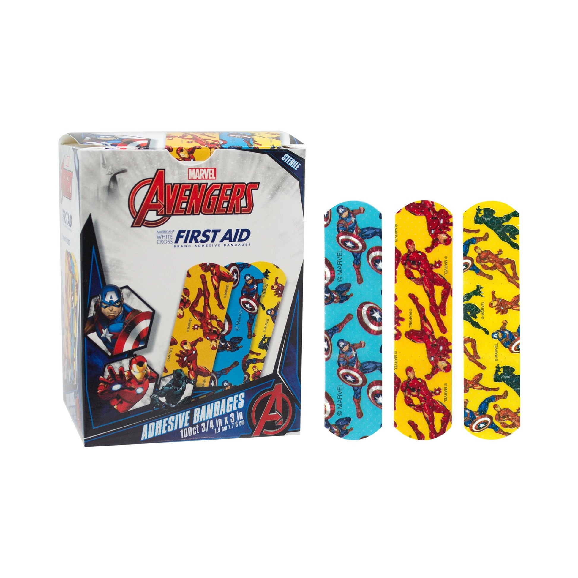American White Cross Stat Strip Kid Design (Avengers) Adhesive Strips