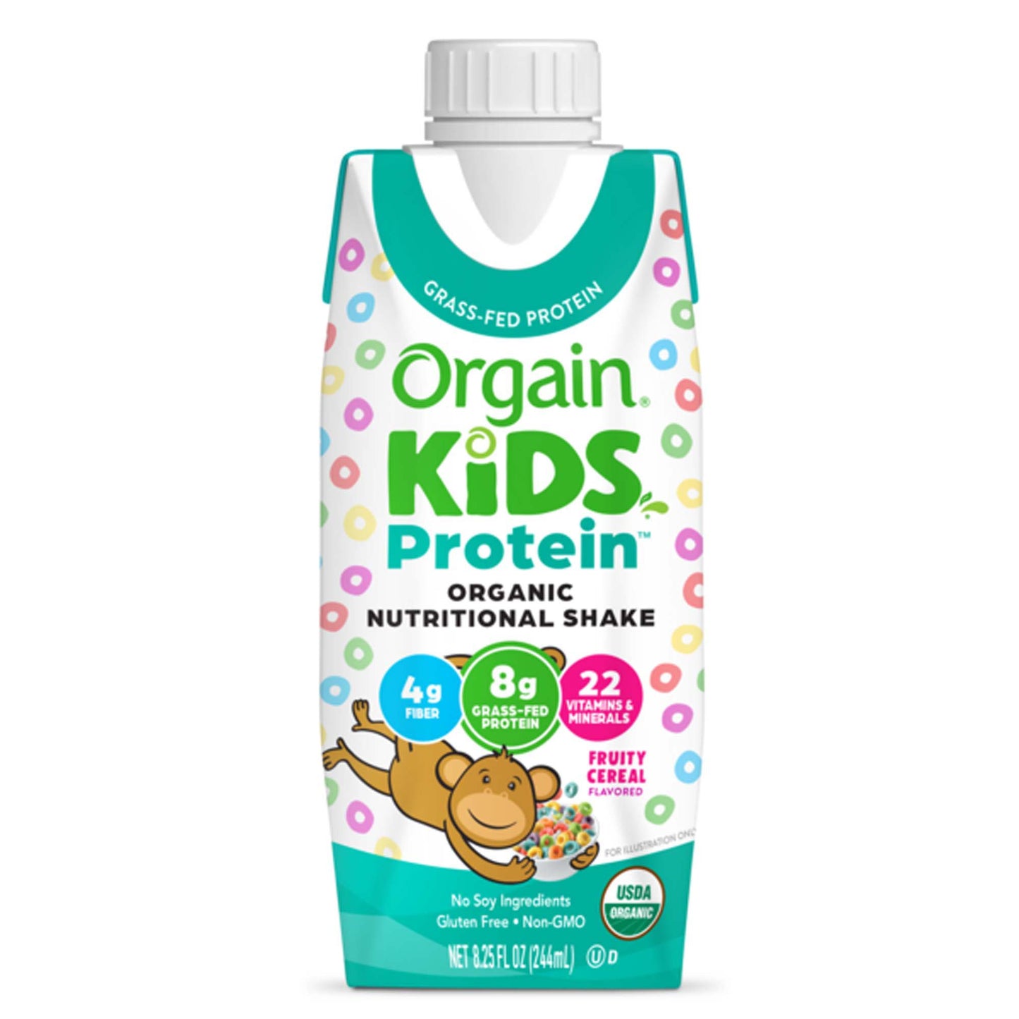 Pediatric Oral Supplement Orgain Kids Protein™ Organic Nutritional Shake Fruity Cereal Flavor 8.25 oz. Carton Liquid Protein