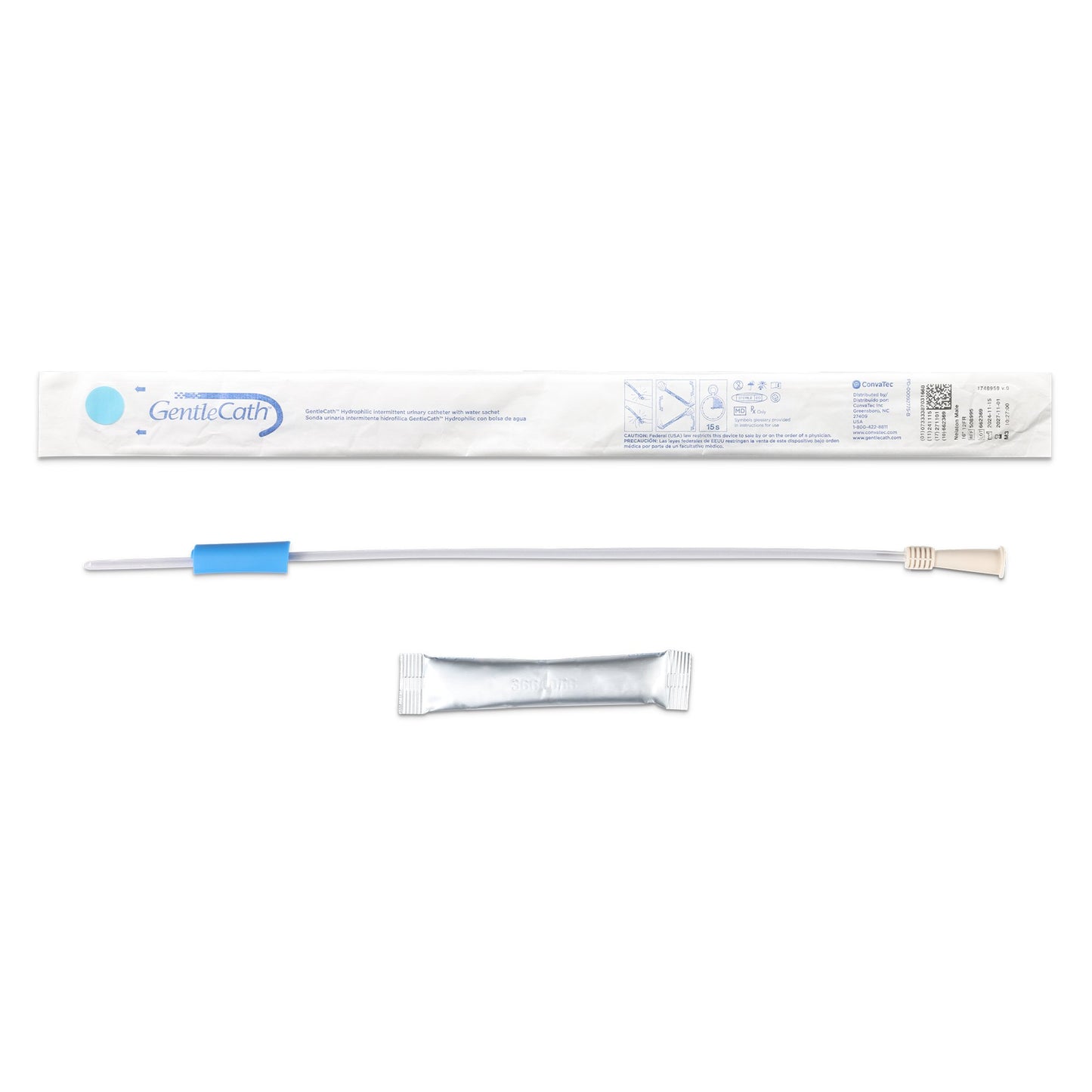 GentleCath™ Male Urethral Catheter, 12 Fr., Water Sachet