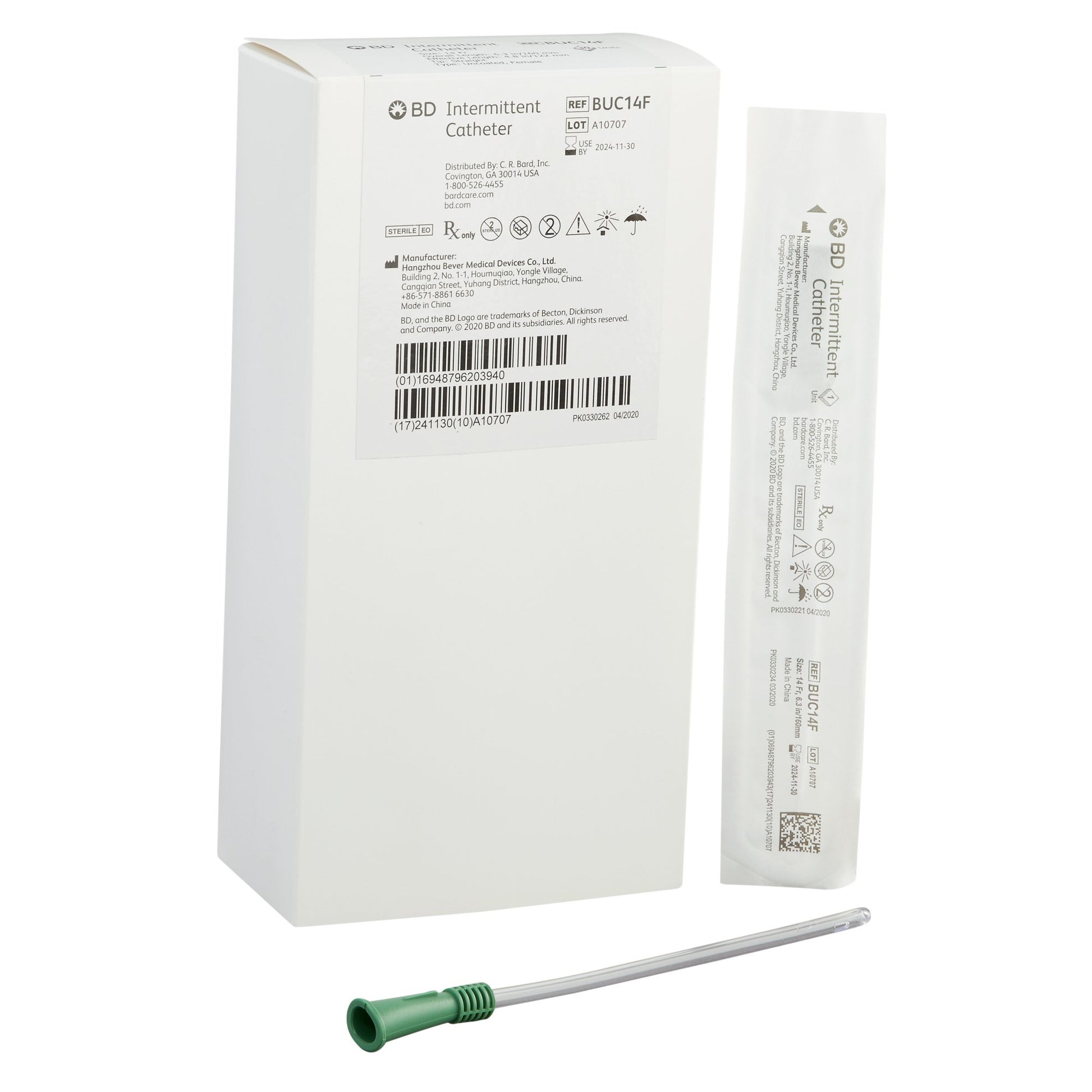 Urethral Catheter Bard Straight Tip Uncoated 14 Fr. 6 Inch Length