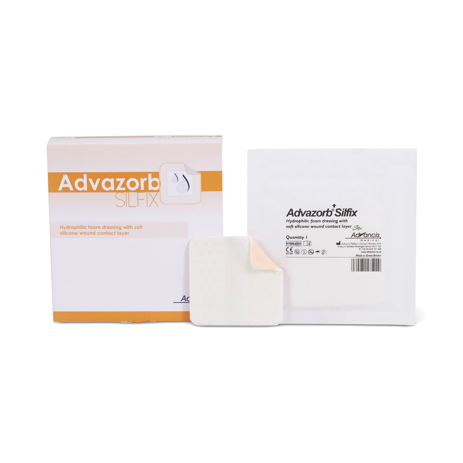 Advazorb Silfix Nonadhesive without Border Silicone Foam Dressing, 4 x 4 Inch