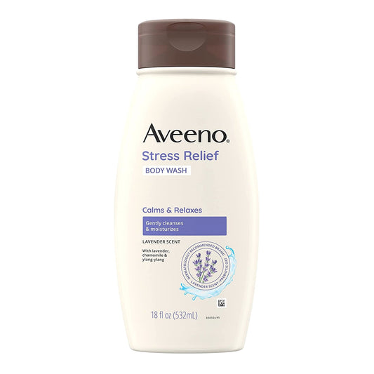 Aveeno Stress Relief Body Wash Lavender, 18-ounce Bottle