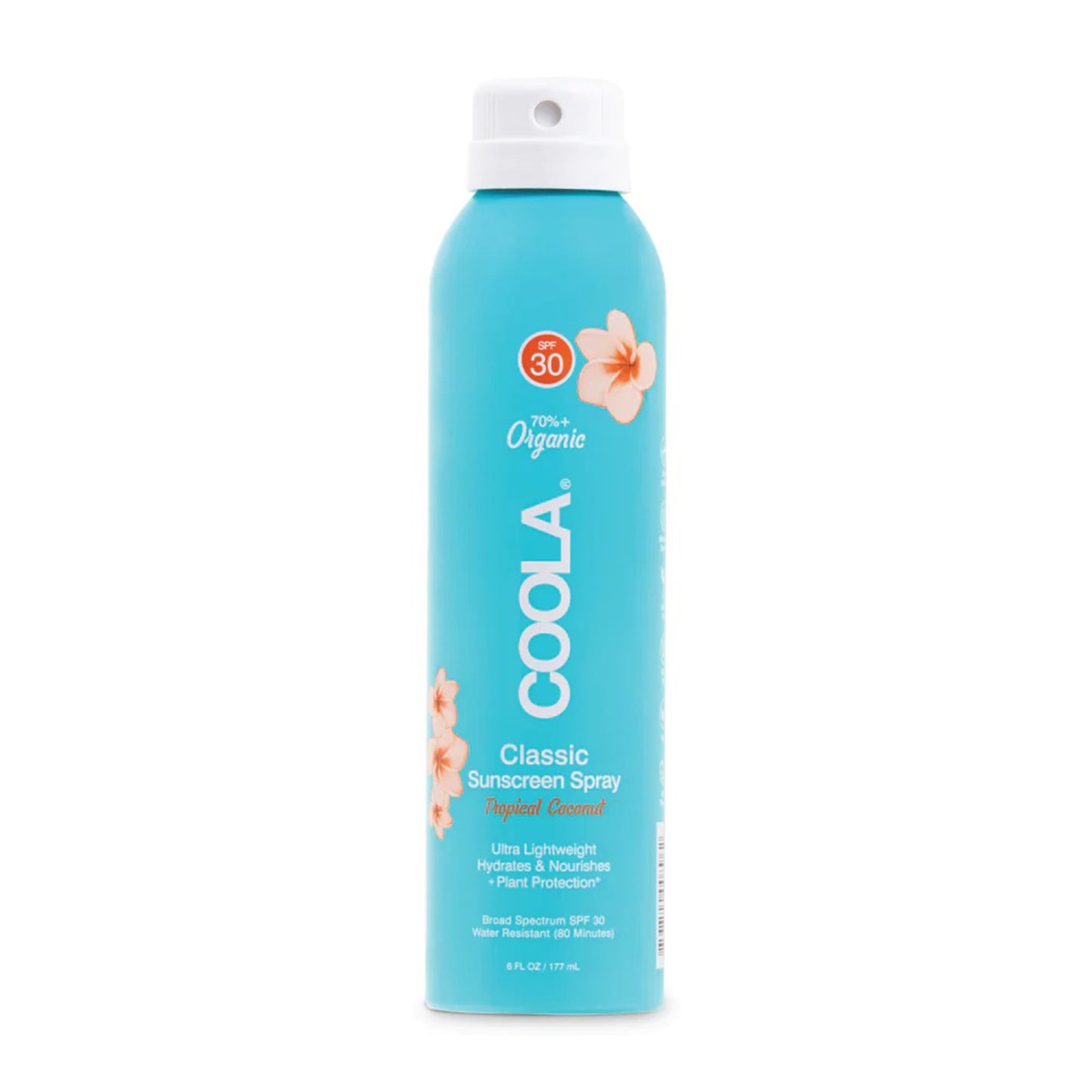 Coola Clear Body Sunscreen Spray SPF 30 Tropical Coconut Scent, 6-ounce Can