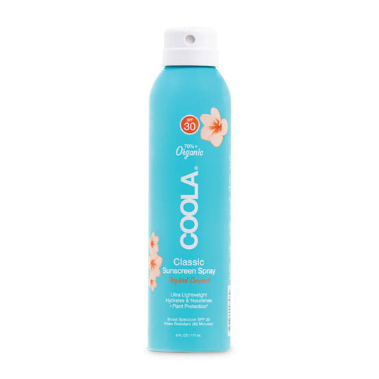 Coola Clear Body Sunscreen Spray SPF 30 Tropical Coconut Scent, 6-ounce Can