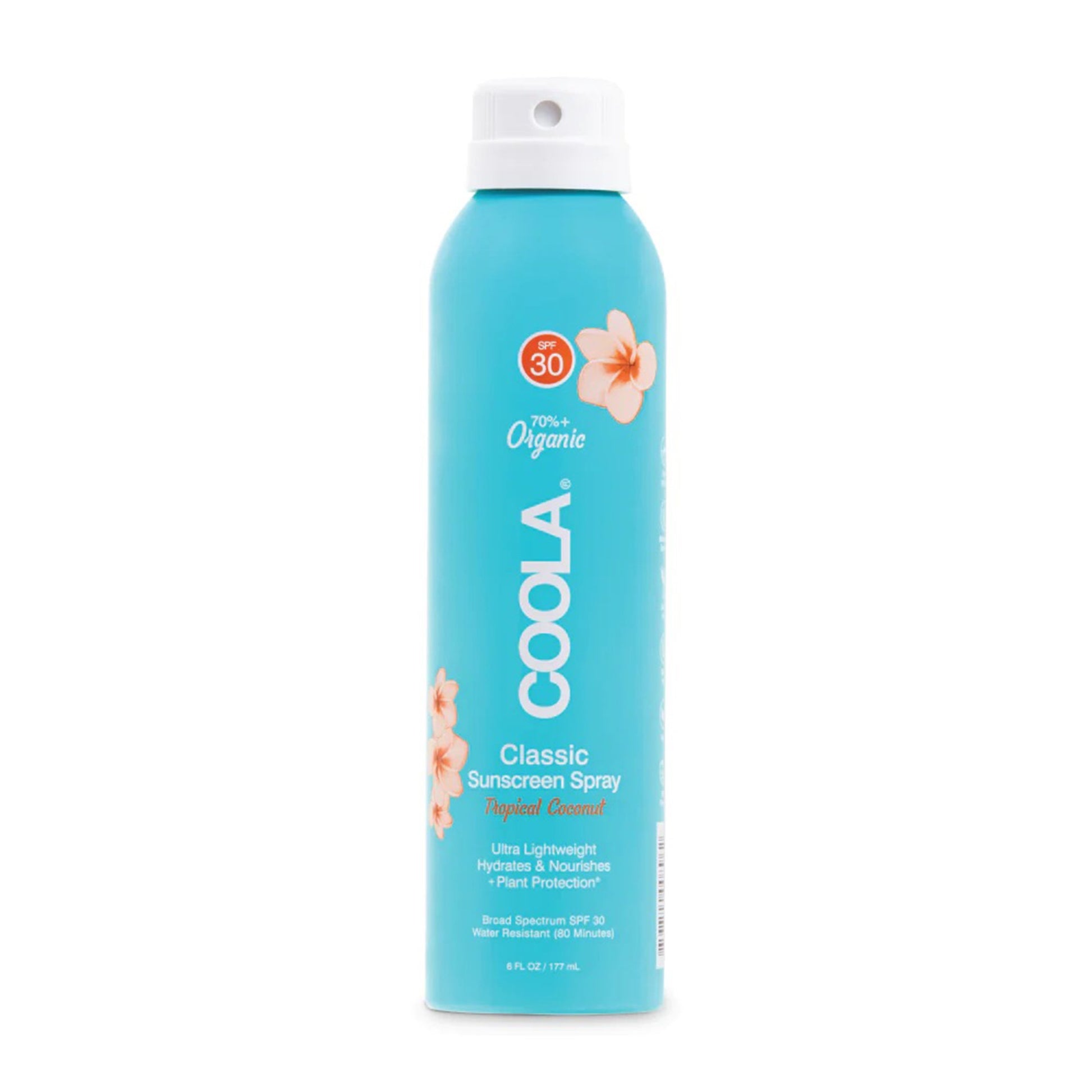 Coola Clear Body Sunscreen Spray SPF 30 Tropical Coconut Scent, 6-ounce Can