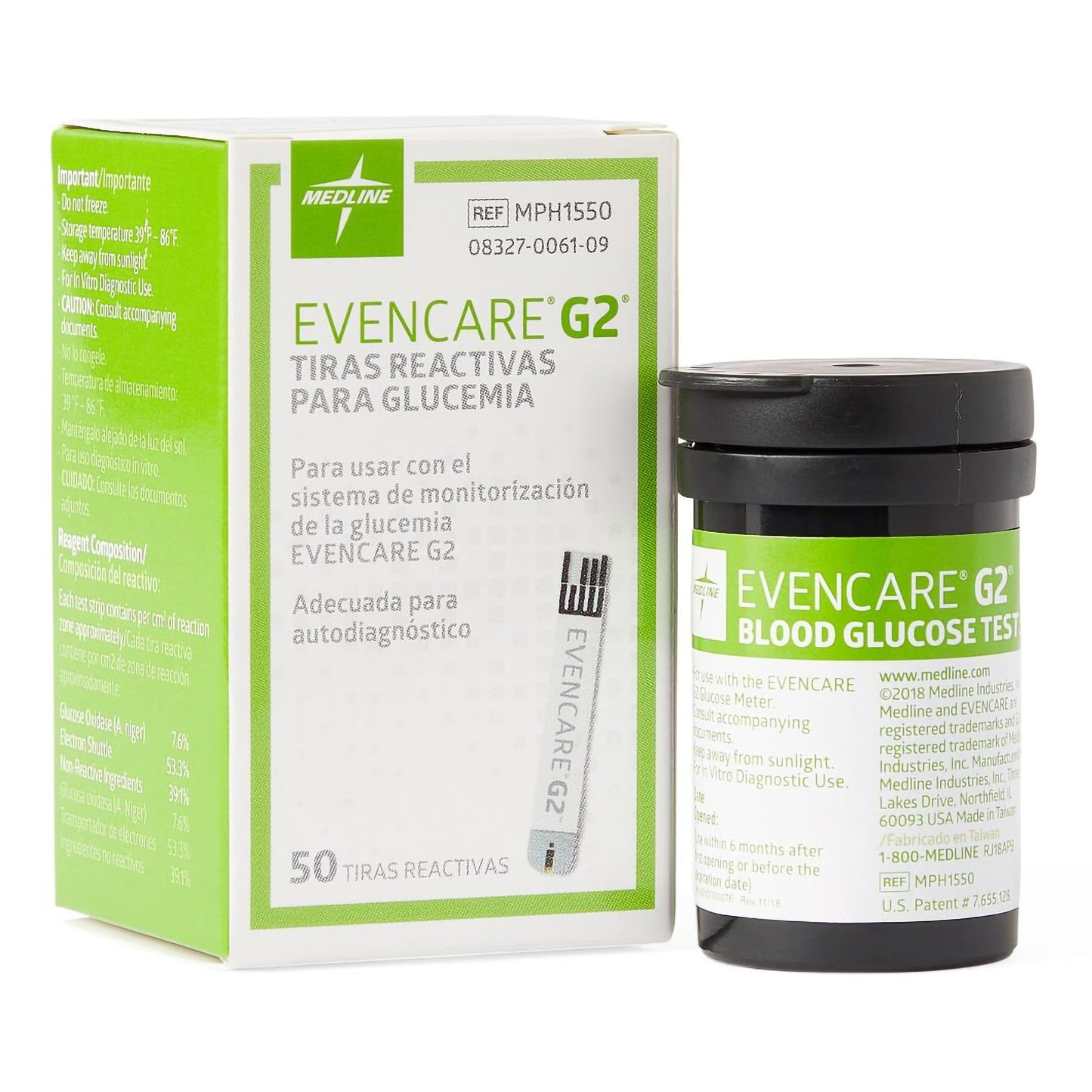 Blood Glucose Test Strips EvenCare G2 50 Strips per Pack For EvenCare G2 Blood Glucose Monitoring System