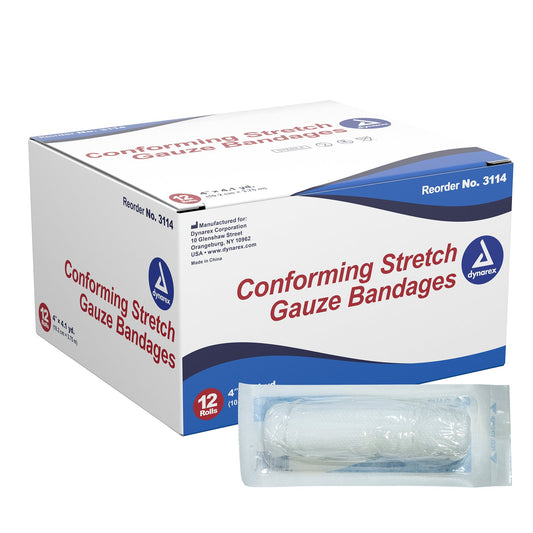 dynarex Sterile Conforming Bandage, 4 Inch x 4-1/10 Yard