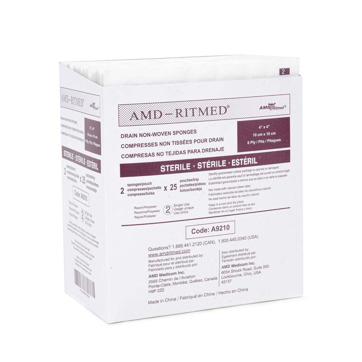 Cpu Sponge Amd AMD Ritmed I.V. Sponge, 4 x 4 Inch, 6-Ply – SurfMed