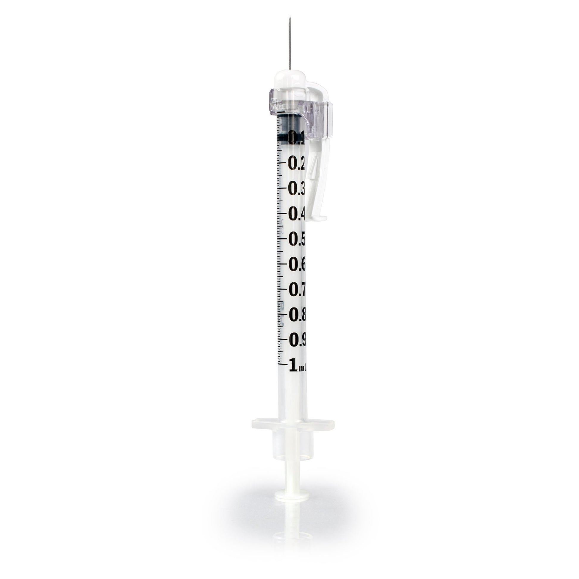 Safety Tuberculin Syringe with Needle McKesson Prevent SG 1 mL 1/2 Inch 27 Gauge Sliding Safety Needle Regular Wall
