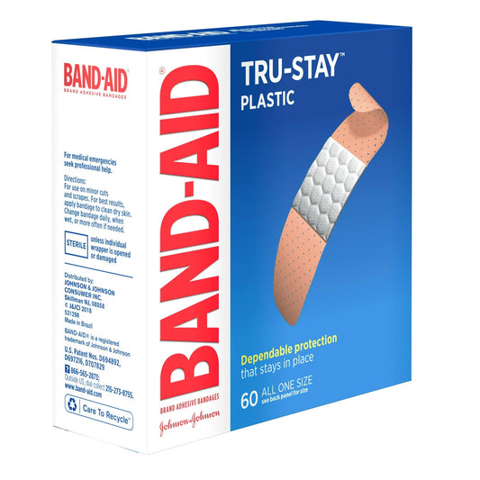 Band-Aid Tru-Stay Plastic Adhesive Bandages, 3/4 x 3 Inch