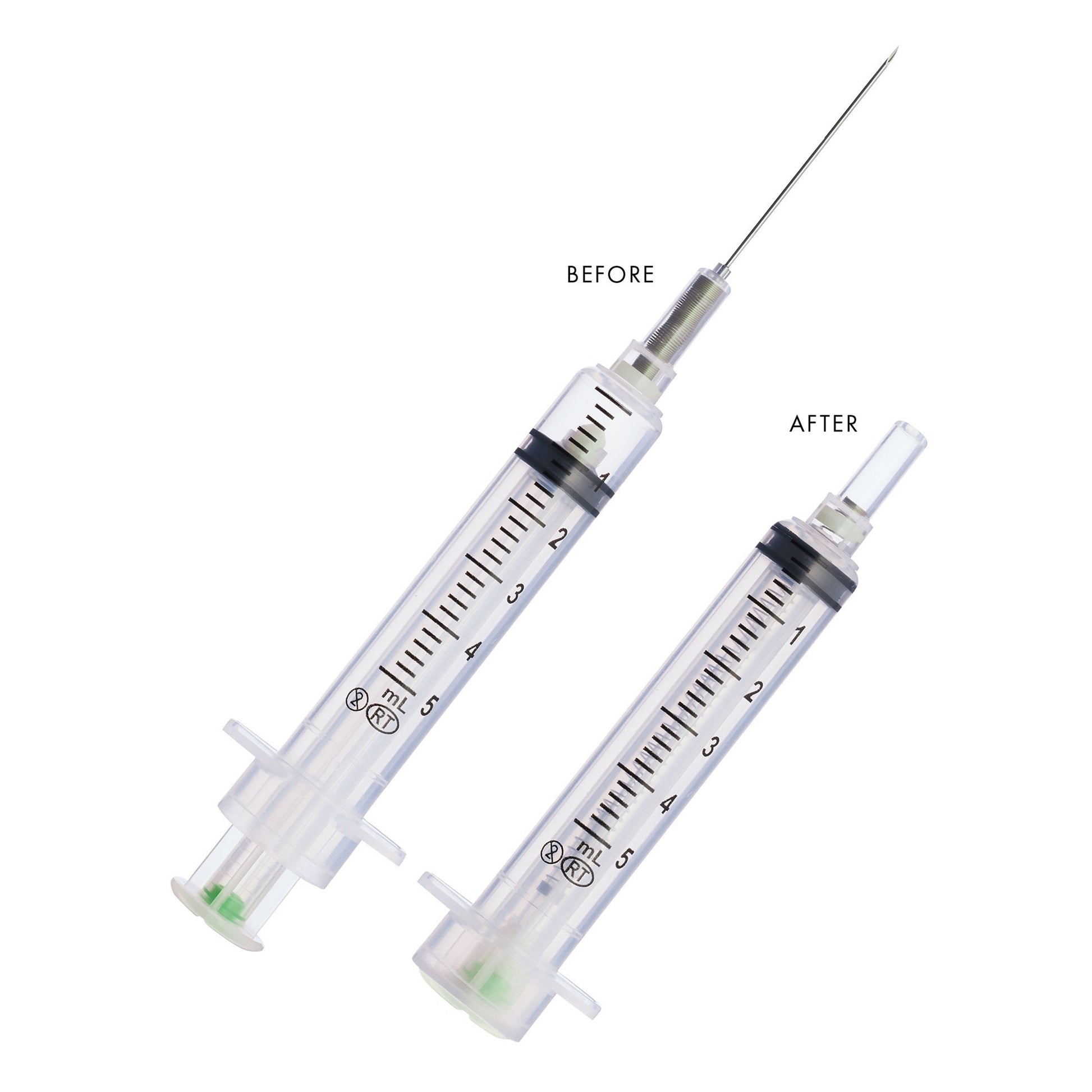 VanishPoint 5 mL Syringe with Hypodermic Needle, 21 Gauge, 1.5" Needle Length