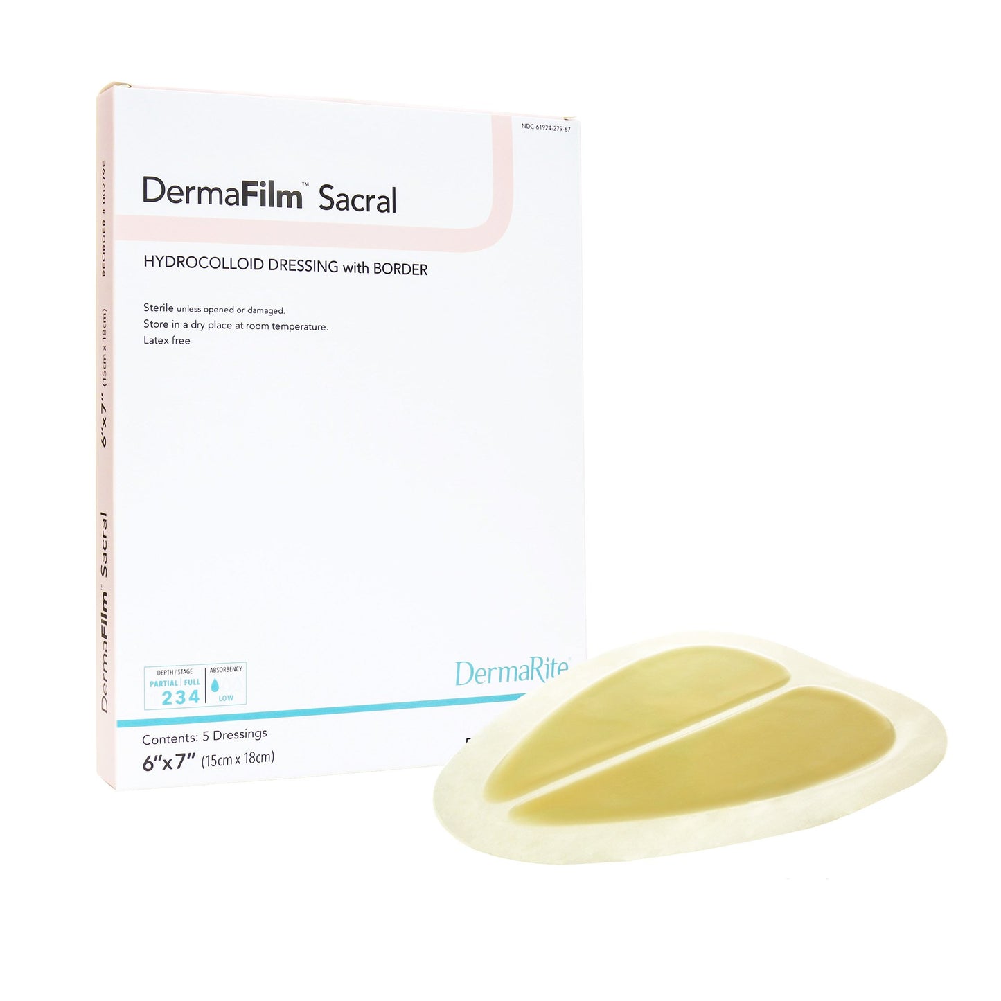 DermaFilm Hydrocolloid Dressing, 6 x 7 Inch Sacral