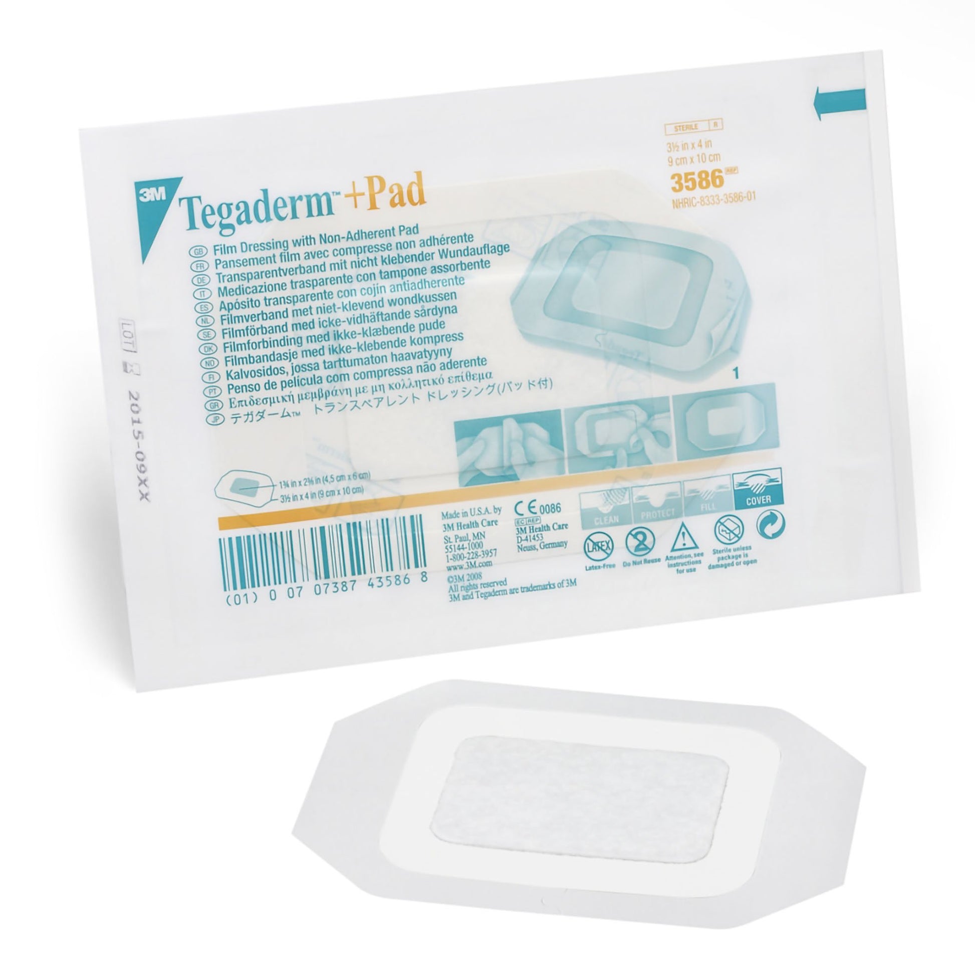 3M™ Tegaderm™ Transparent Film Dressing with Pad, 3.5 x 4 Inch