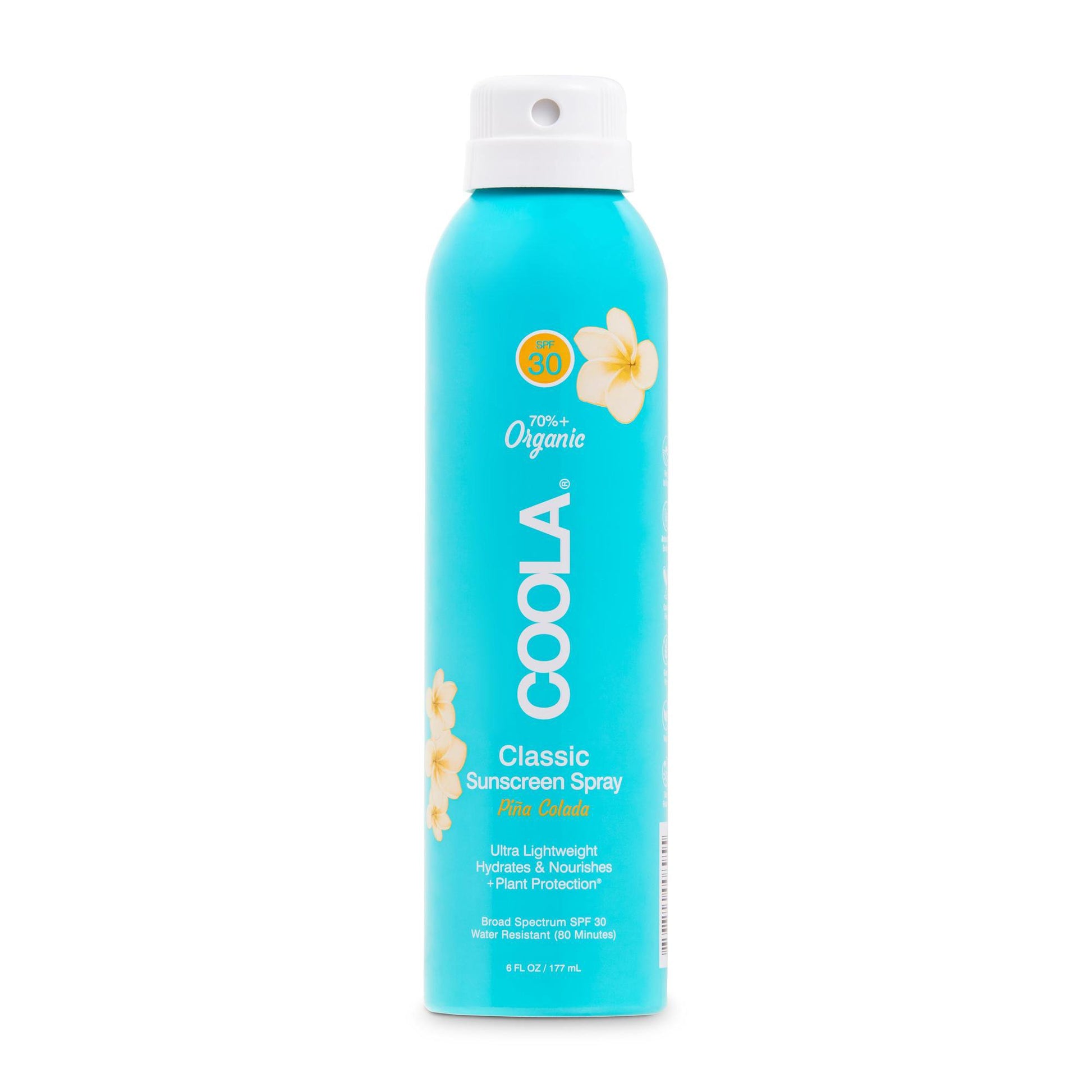 Coola Classic Body Sunscreen Spray SPF 30 Pina Colada Scent, 6-oz Aerosol Can