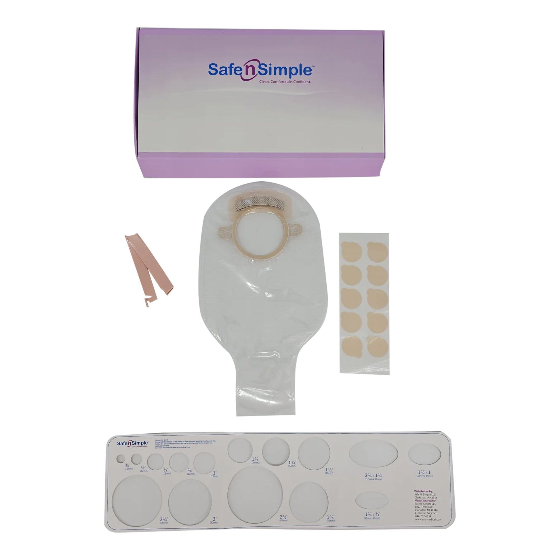 Ostomy Pouch Safe n Simple™ Two-Piece System 12 Inch Length Without Barrier Drainable