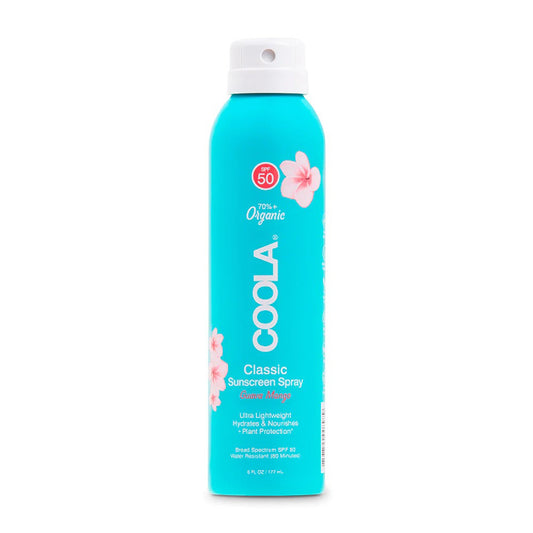 Coola Classic Body Sunscreen Spray SPF 50 Guava Mano Scent, 6-ounce Aerosol Can