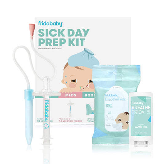 frida baby Sick Day Prep Kit, NoseFrida + Filters, Accu-Dose, Wipes & Vapor Rub