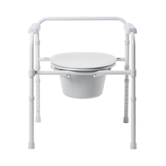 McKesson Folding Fixed Arm Steel Commode Chair, 15½ – 21 Inch