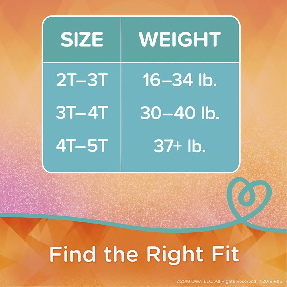 Female Toddler Training Pants Pampers Easy Ups™ Pull On with Tear Away Seams Size 2T to 3T Disposable Moderate Absorbency