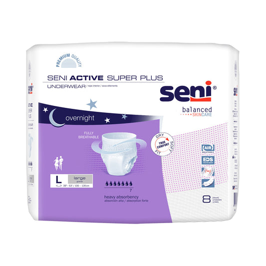 Seni Active Super Plus Overnight Heavy Absorbent Underwear, Large