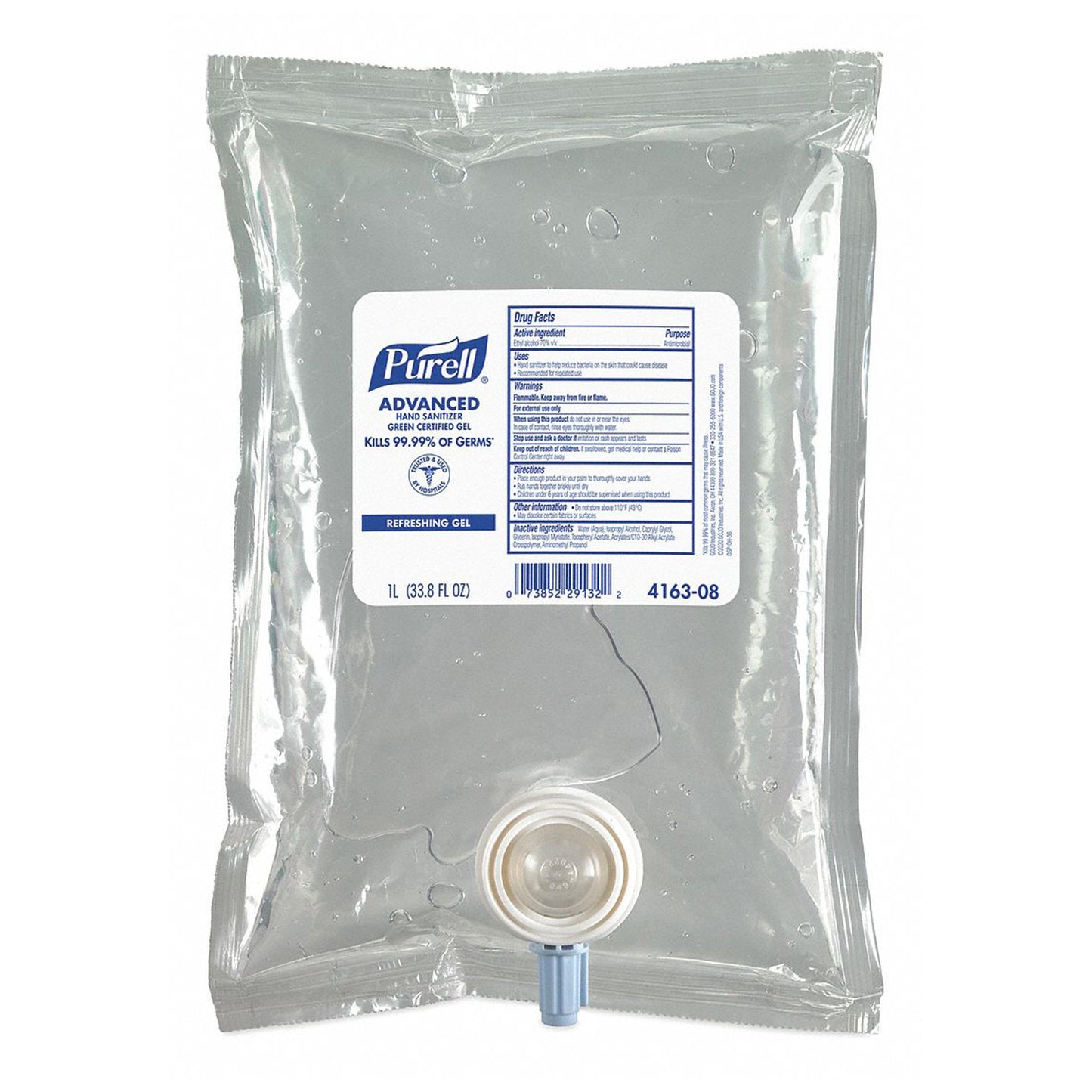 Purell Green Certified Advanced Hand Sanitizer Gel 1-liter Dispenser Refill Bag