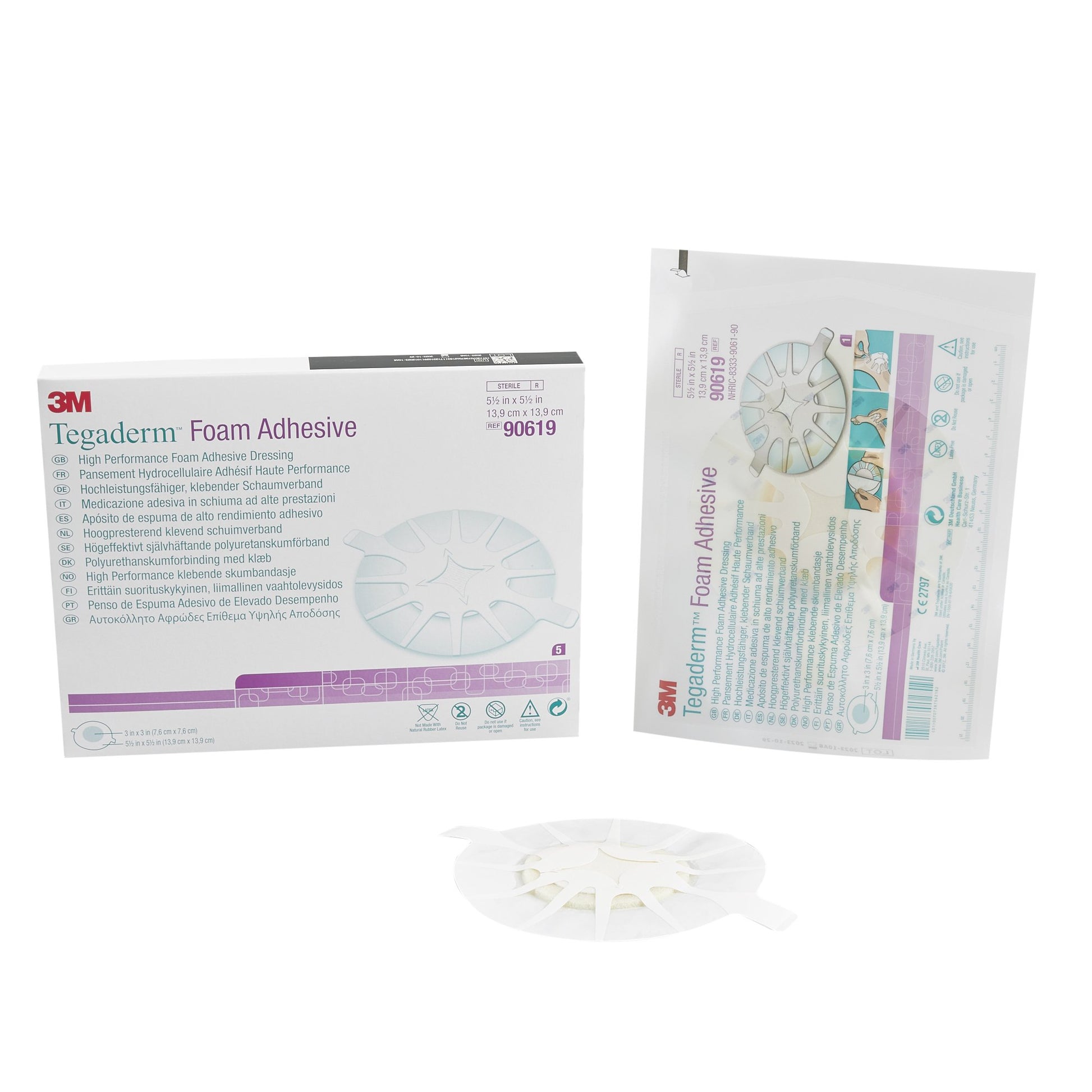 3M™ Tegaderm™ High Performance Adhesive w/ Border Foam Dressing, 13.9 x 13.9 cm