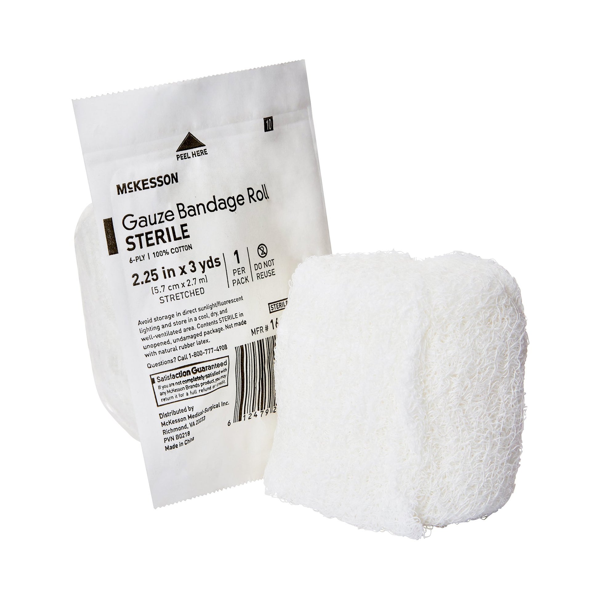 McKesson Sterile Fluff Bandage Roll, 2-1/4 Inch x 3 Yard, Six-Ply