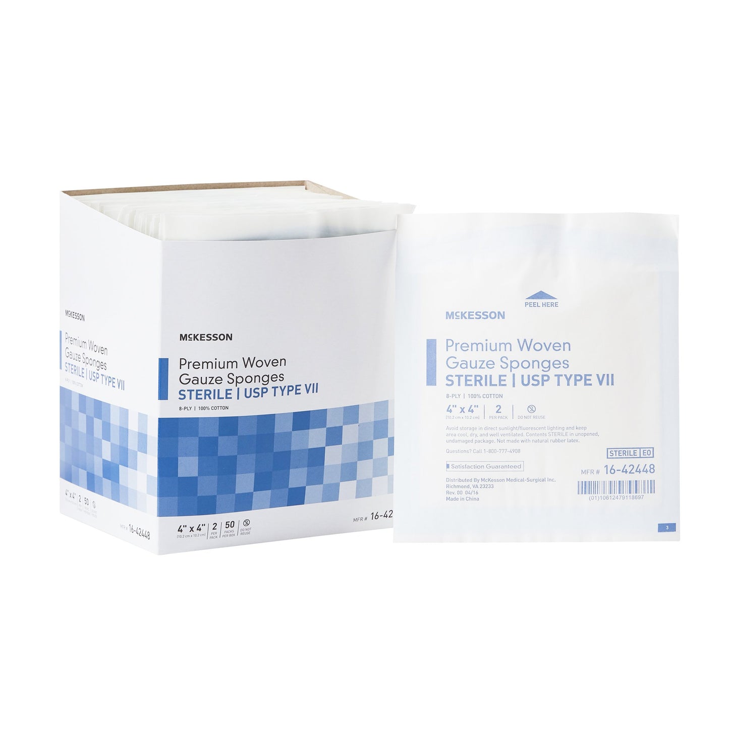 McKesson Sterile USP Type VII Gauze Sponge, 4 x 4 Inch, Eight Ply