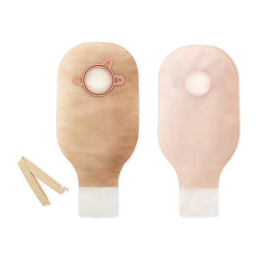 New Image™ 2-Piece Ultra-Clear Ostomy Pouch, Pre-cut to Fit 57 mm Stomas, Red