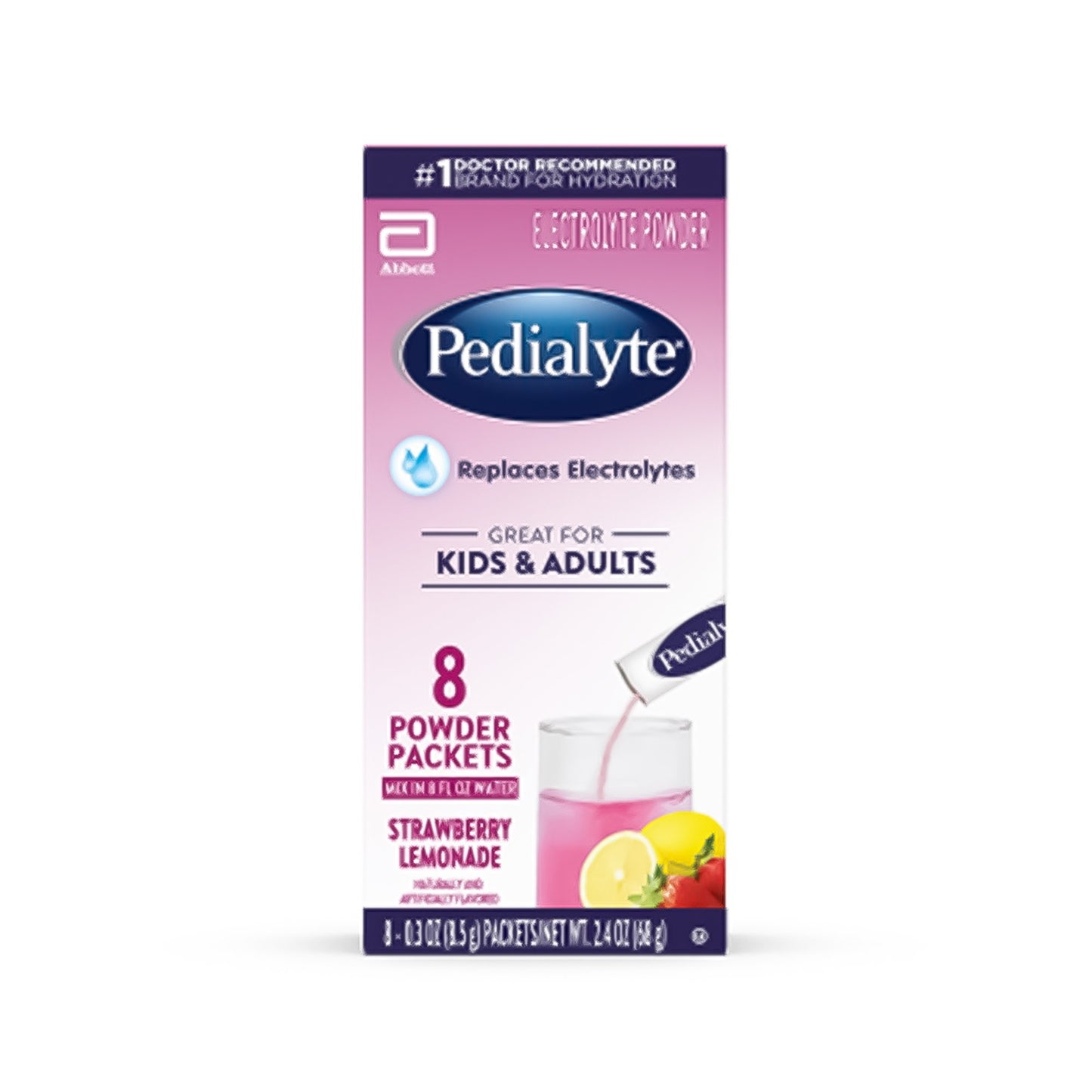 Oral Electrolyte Solution Pedialyte Powder Packs Strawberry Lemonade 8.5 Gram