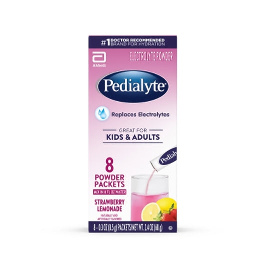 Oral Electrolyte Solution Pedialyte Powder Packs Strawberry Lemonade 8.5 Gram