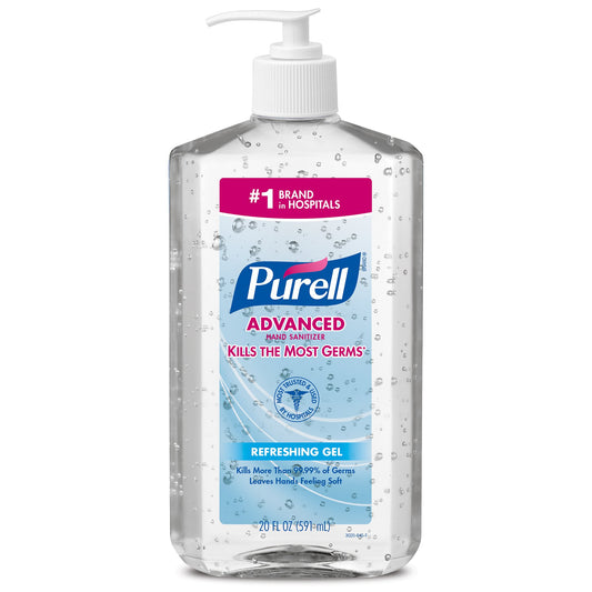 Purell Advanced Hand Sanitizer 70% Ethyl Alcohol Gel, Pump Bottle, 20 ounce