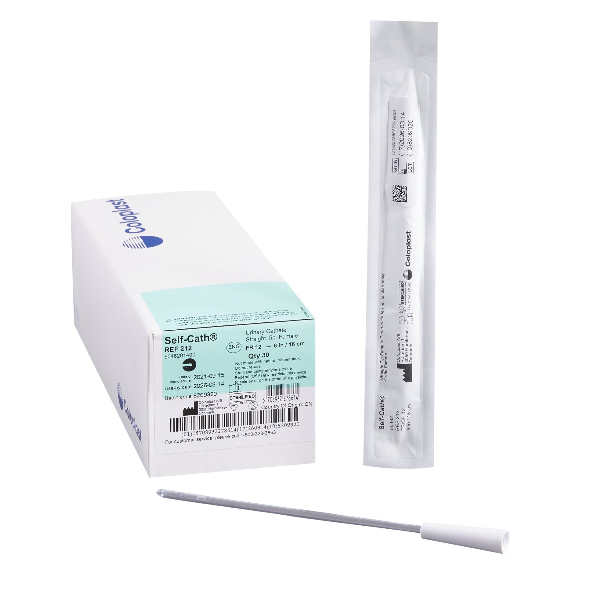 Self-Cath Female Urethral Catheter, 12 Fr, Straight Tip