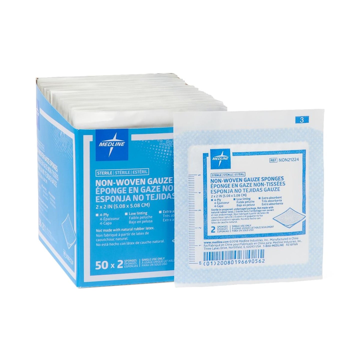 Avant Gauze Sterile Nonwoven Sponge, 2 x 2 Inch, 4-Ply