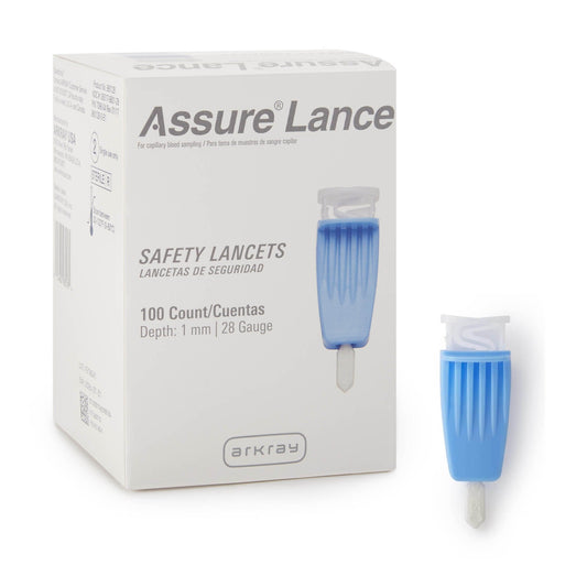 Assure Safety Lancet, 28 Gauge, 1.0 mm Depth, Light Blue