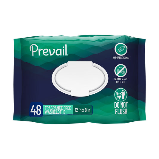 Prevail Adult Personal Cleansing Wipe, Soft Pack, Aloe, Vitamin E, 8 x 12 Inch