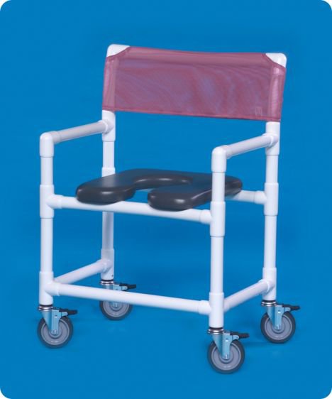 Shower Chair ipu Fixed Arms PVC Frame Mesh Backrest 28 Inch Seat Width 400 lbs. Weight Capacity