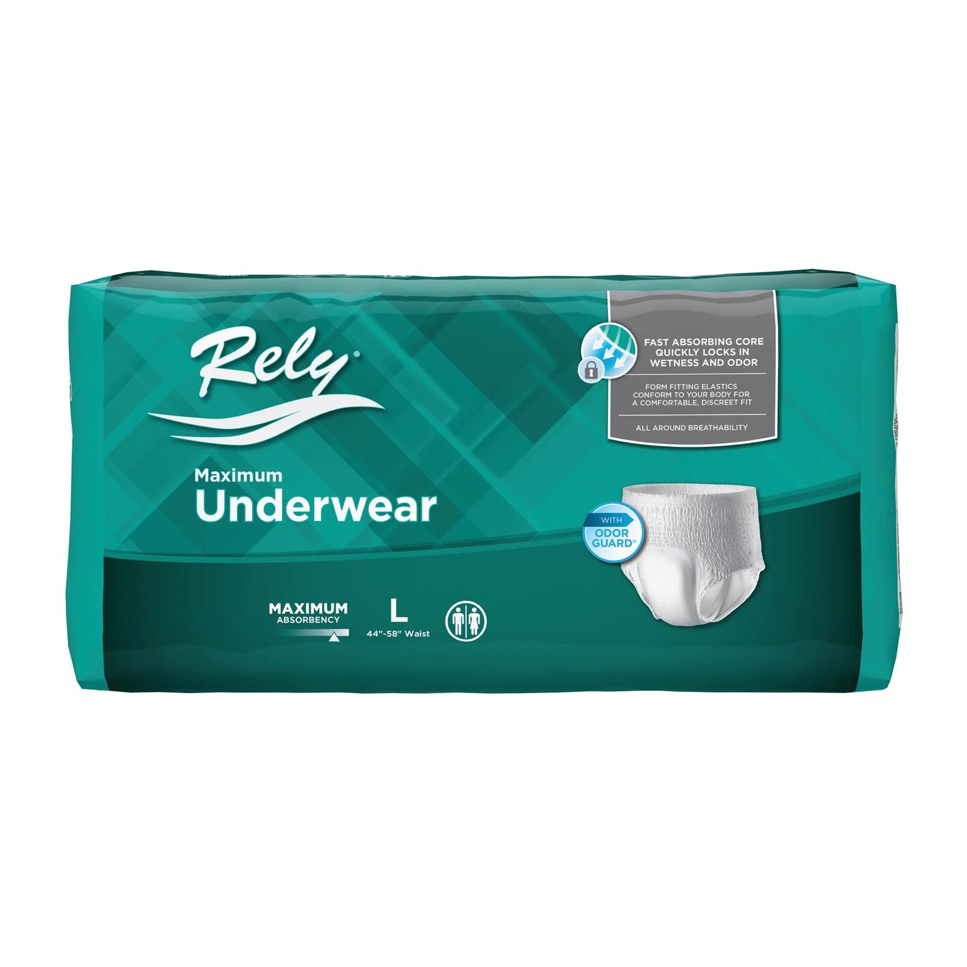 Absorbent Underwear Rely Maximum Pull On with Tear Away Seams Adult Large Unisex Disposable Heavy Absorbency