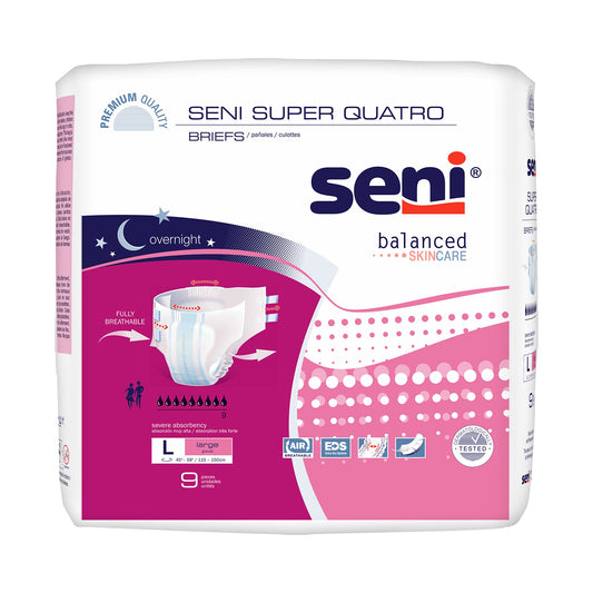 Seni Super Quatro Severe Absorbency Incontinence Brief, Large