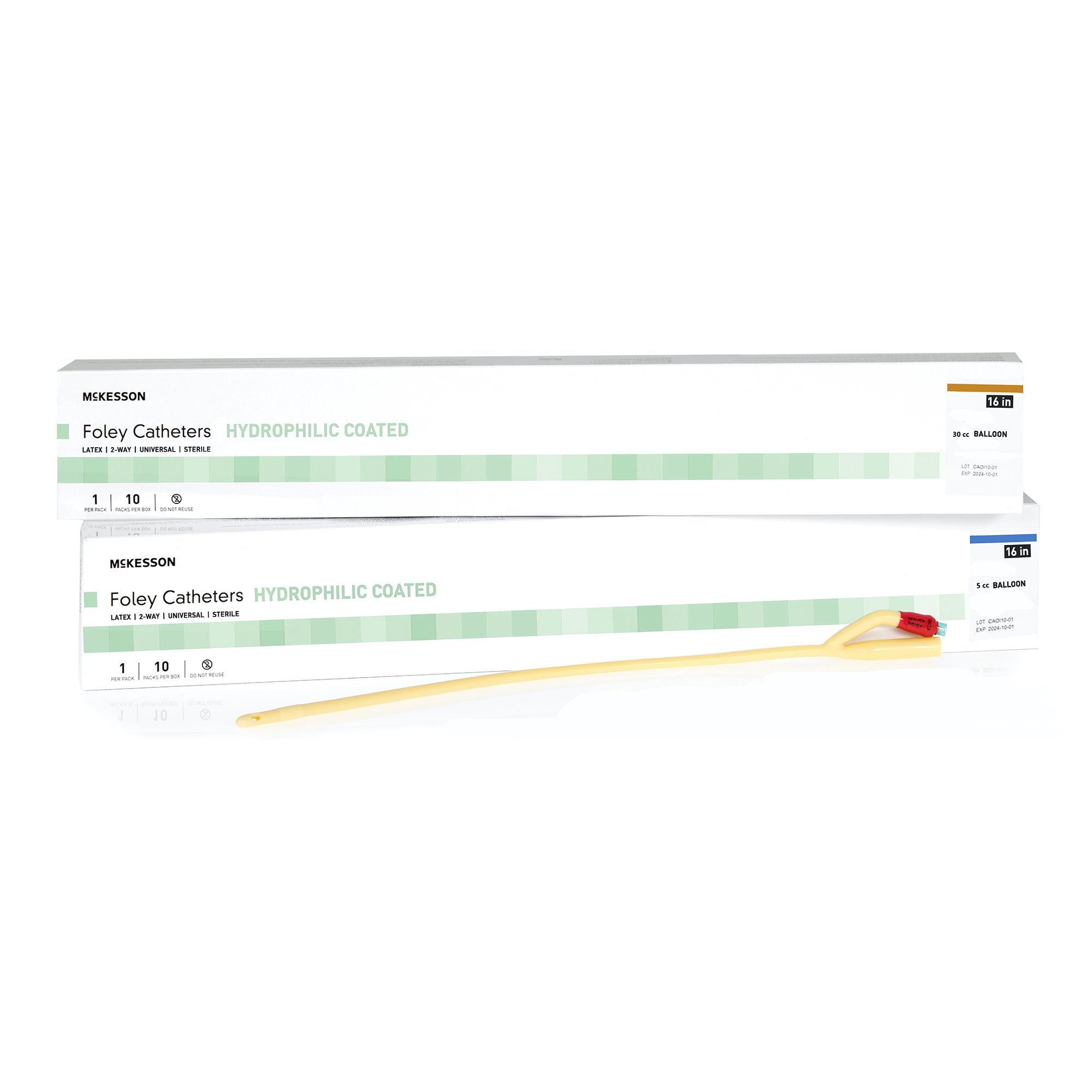 McKesson Hydrophilic-Coated Latex Foley Catheter, Standard Tip, 16 Fr ...