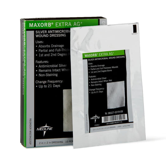 Maxorb Extra Ag+ Calcium Alginate Dressing with Silver, 2 x 2 Inch