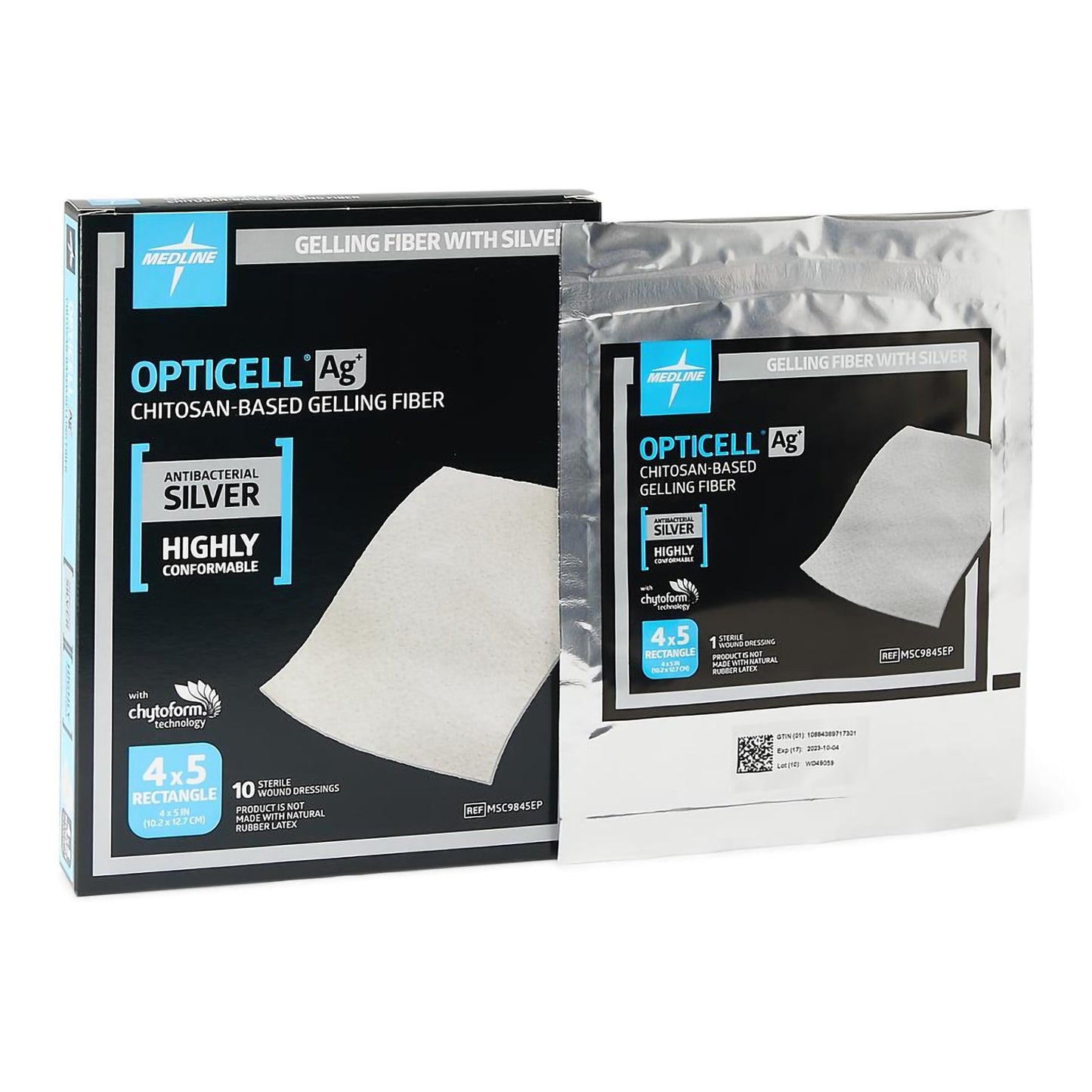Silver Gelling Fiber Dressing Opticell Ag+ 4 X 5 Inch Rectangle Sterile