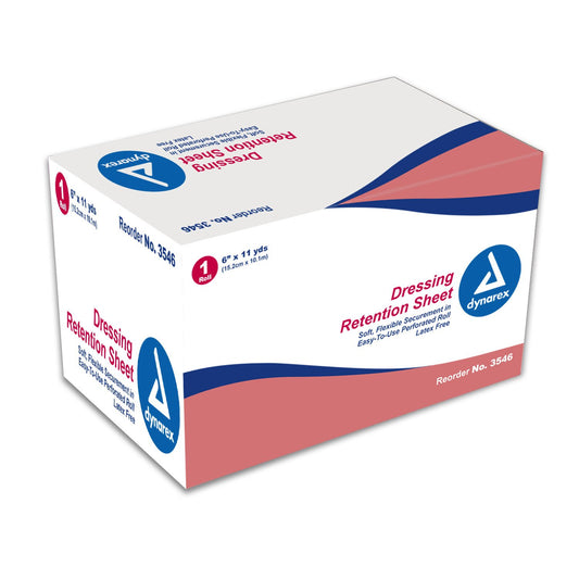 dynarex Dressing Retention Sheet, 6 Inch x 11 Yard Perforated Roll, White