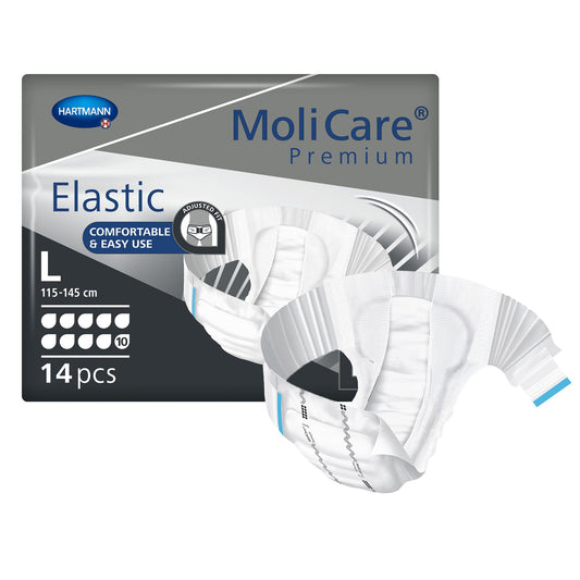 MoliCare Premium Elastic 10 Drop Absorbency Incontinence Briefs, Large