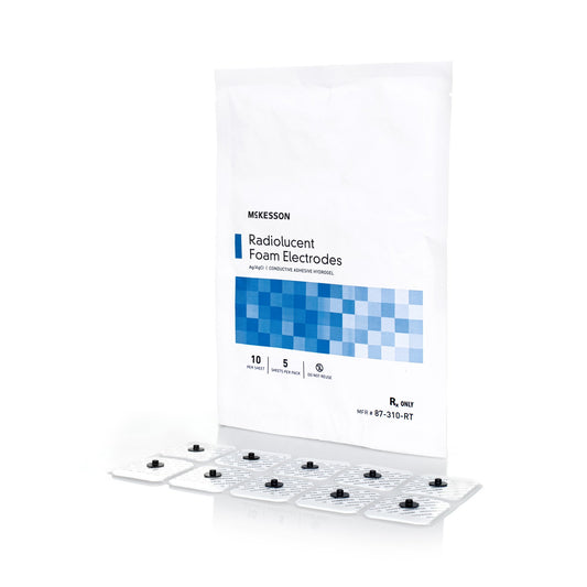 ECG Monitoring Electrode McKesson Snap Connector Conductive Adhesive Gel Foam Backing Adult Radiolucent 5 per Pack